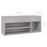 Shoe Bench Concrete Grey 105x30x45 cm Engineered Wood - Extra Image