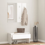 Hallway Furniture Set White Engineered Wood - Side View