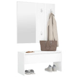 Hallway Furniture Set White Engineered Wood