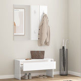Hallway Furniture Set High Gloss White Engineered Wood - Side View