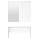 Hallway Furniture Set High Gloss White Engineered Wood - 45-Degree Angle