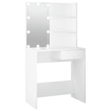 Dressing Table with LED White 74.5x40x141 cm - Front View