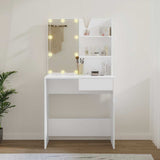 Dressing Table with LED White 74.5x40x141 cm - Top-Down View