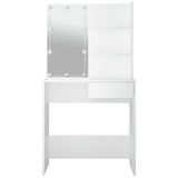 Dressing Table with LED White 74.5x40x141 cm - Low Angle