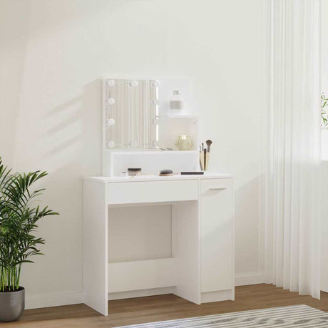 Dressing Table with LED White 86.5x35x136 cm, image 4