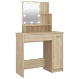 Dressing Table with LED Sonoma Oak 86.5x35x136 cm - Front View
