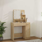 Dressing Table with LED Sonoma Oak 86.5x35x136 cm