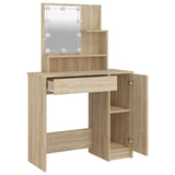 Dressing Table with LED Sonoma Oak 86.5x35x136 cm - Top-Down View