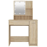 Dressing Table with LED Sonoma Oak 86.5x35x136 cm - 45-Degree Angle