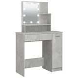 Dressing Table with LED Concrete Grey 86.5x35x136 cm - Front View