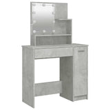 Dressing Table with LED Concrete Grey 86.5x35x136 cm - Side View