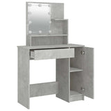 Dressing Table with LED Concrete Grey 86.5x35x136 cm - Top-Down View