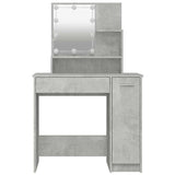 Dressing Table with LED Concrete Grey 86.5x35x136 cm - 45-Degree Angle