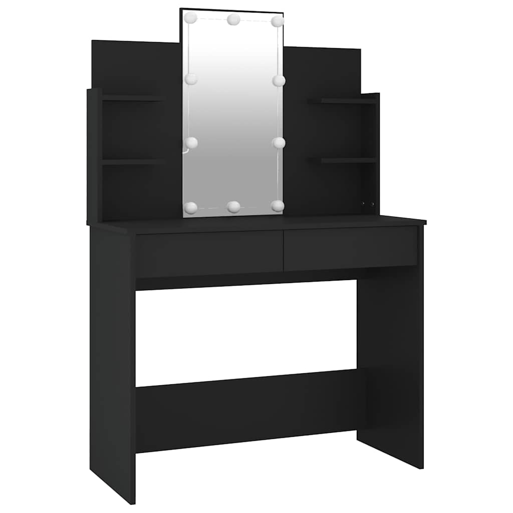 Dressing Table with LED Black 96x40x142 cm