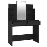 Dressing Table with LED Black 96x40x142 cm - Top-Down View