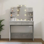 Dressing Table with LED Concrete Grey 96x40x142 cm