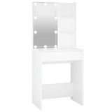 Dressing Table with LED White 60x40x140 cm - Front View
