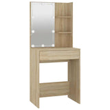 Dressing Table with LED Sonoma Oak 60x40x140 cm - Side View