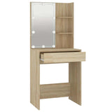 Dressing Table with LED Sonoma Oak 60x40x140 cm - Top-Down View