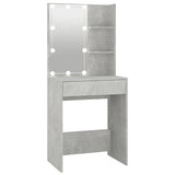Dressing Table with LED Concrete Grey 60x40x140 cm - Front View