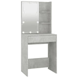 Dressing Table with LED Concrete Grey 60x40x140 cm - Side View