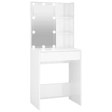 Dressing Table with LED High Gloss White 60x40x140 cm - Front View