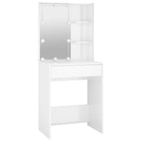 Dressing Table with LED High Gloss White 60x40x140 cm