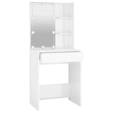Dressing Table with LED High Gloss White 60x40x140 cm