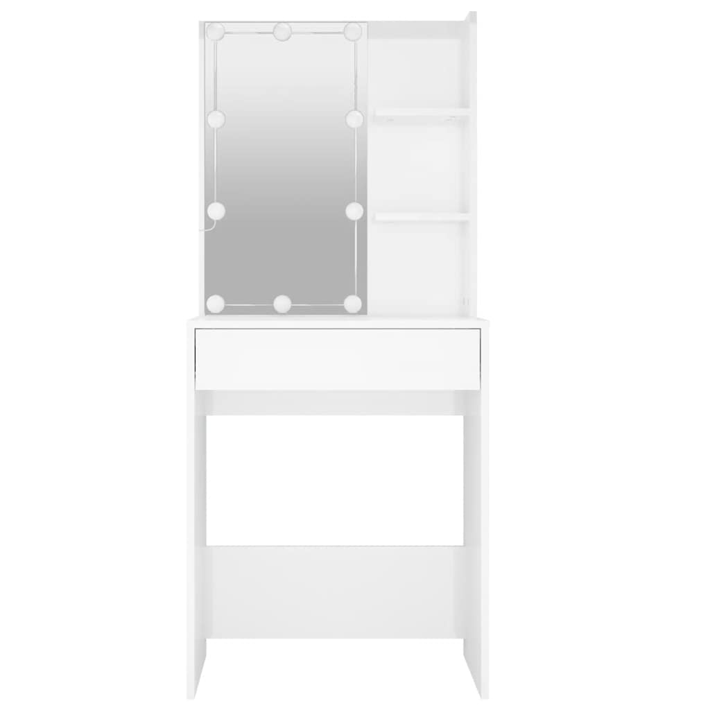 Dressing Table with LED High Gloss White 60x40x140 cm