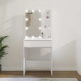 Dressing Table with LED High Gloss White 60x40x140 cm