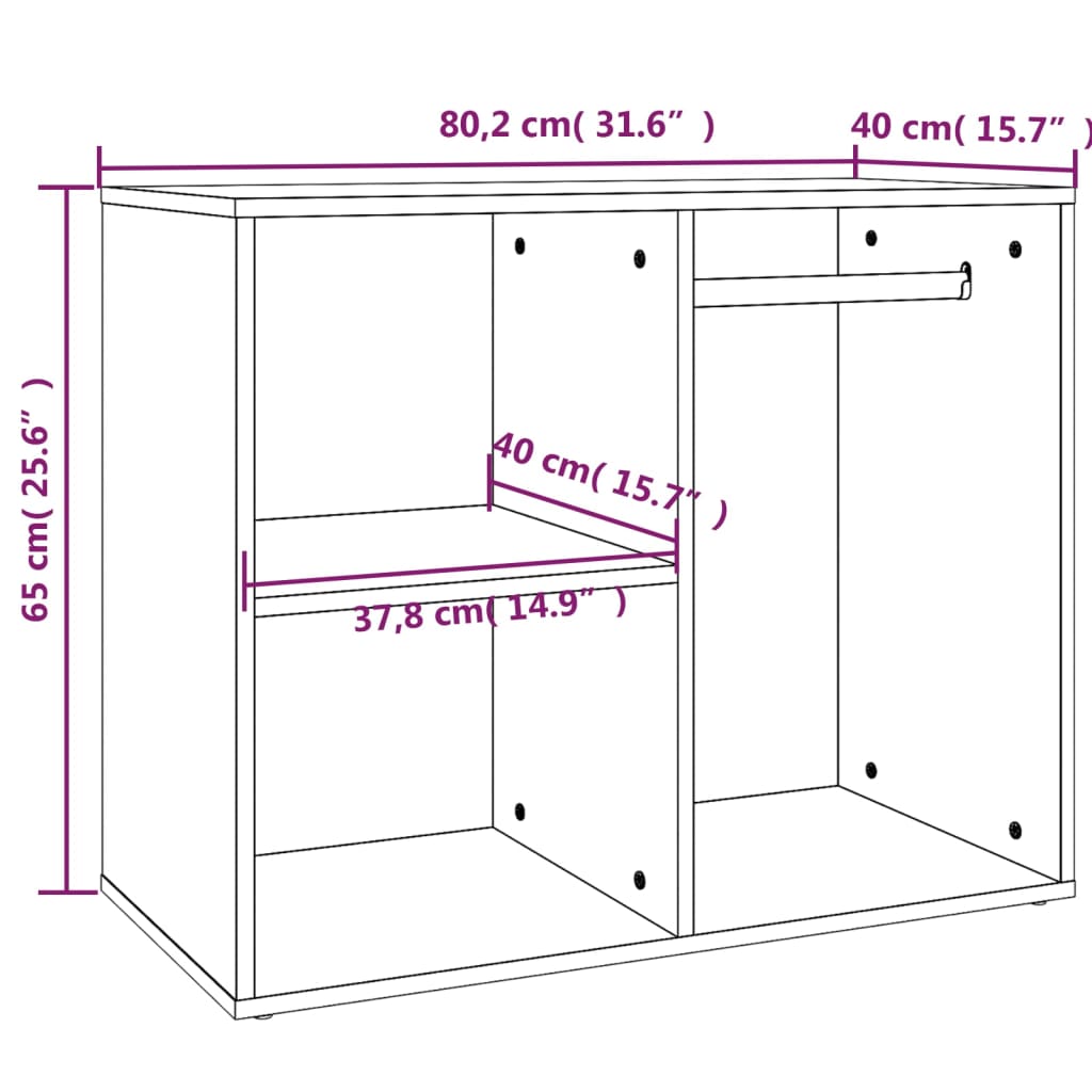 Dressing Cabinet High Gloss White 80x40x65 cm Engineered Wood