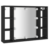 Mirror Cabinet with LED Black 76x15x55 cm - Side View