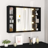 Mirror Cabinet with LED Black 76x15x55 cm - Top-Down View