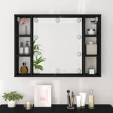 Mirror Cabinet with LED Black 76x15x55 cm - 45-Degree Angle