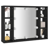 Mirror Cabinet with LED Black 76x15x55 cm