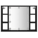 Mirror Cabinet with LED Black 76x15x55 cm - Close-Up Angle