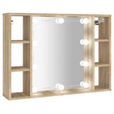 Mirror Cabinet with LED Sonoma Oak 76x15x55 cm