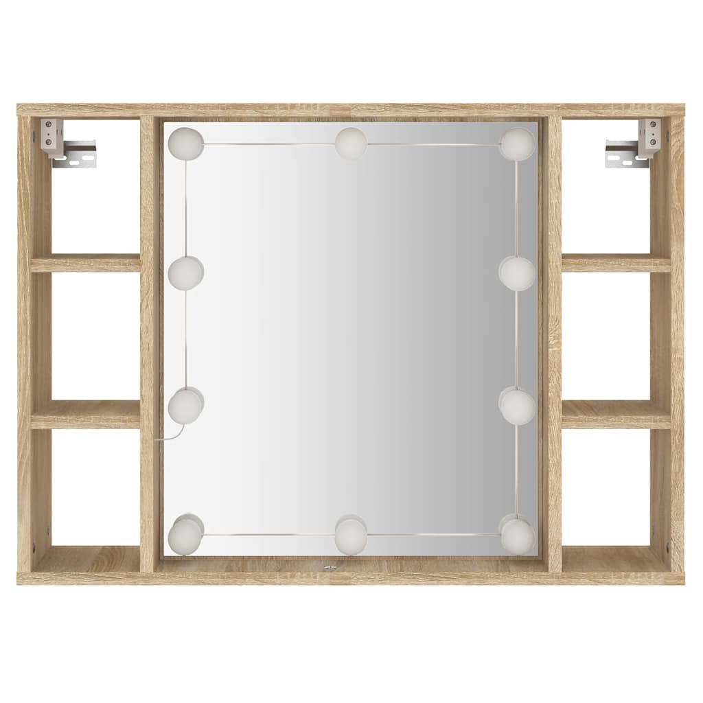 Mirror Cabinet with LED Sonoma Oak 76x15x55 cm