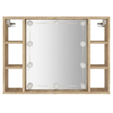 Mirror Cabinet with LED Sonoma Oak 76x15x55 cm