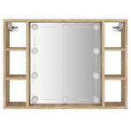 Mirror Cabinet with LED Sonoma Oak 76x15x55 cm