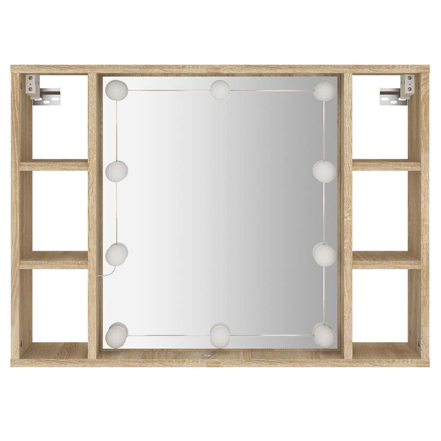 Mirror Cabinet with LED Sonoma Oak 76x15x55 cm
