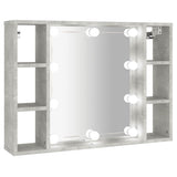 Mirror Cabinet with LED Concrete Grey 76x15x55 cm - Front View