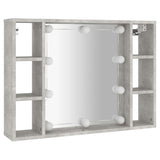 Mirror Cabinet with LED Concrete Grey 76x15x55 cm - Side View