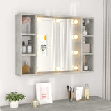Mirror Cabinet with LED Concrete Grey 76x15x55 cm - Top-Down View