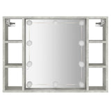 Mirror Cabinet with LED Concrete Grey 76x15x55 cm - Close-Up Angle