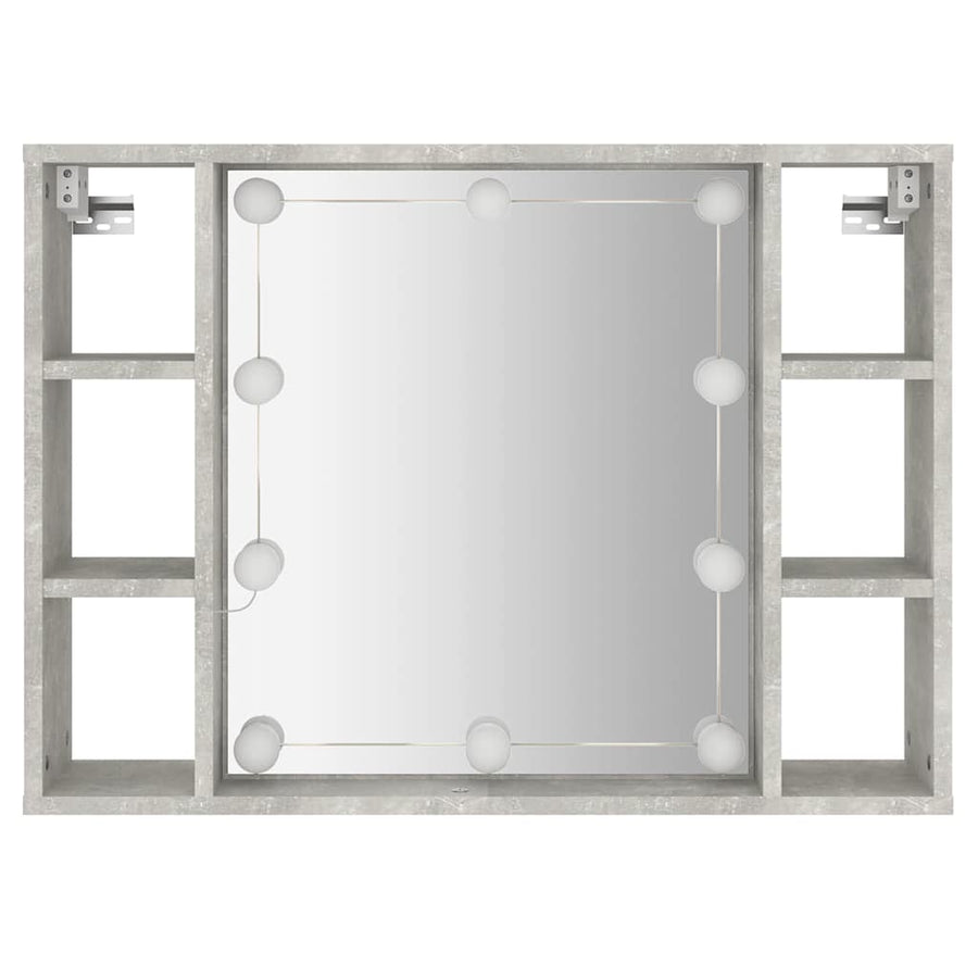 Mirror Cabinet with LED Concrete Grey 76x15x55 cm