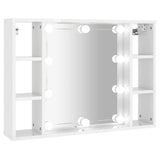 Mirror Cabinet with LED High Gloss White 76x15x55 cm - Front View