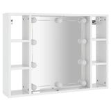 Mirror Cabinet with LED High Gloss White 76x15x55 cm - Side View