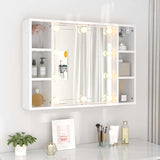 Mirror Cabinet with LED High Gloss White 76x15x55 cm - Top-Down View