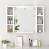 Mirror Cabinet with LED High Gloss White 76x15x55 cm - 45-Degree Angle